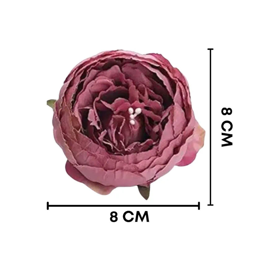 SATYAM KRAFT 6 Pcs Artificial Fabric Rose Flower Heads | Handmade Peony Style Flowers for DIY Crafting, Gift Packing, Bouquet Making, Wedding, Home, Diwali & Event Decoration